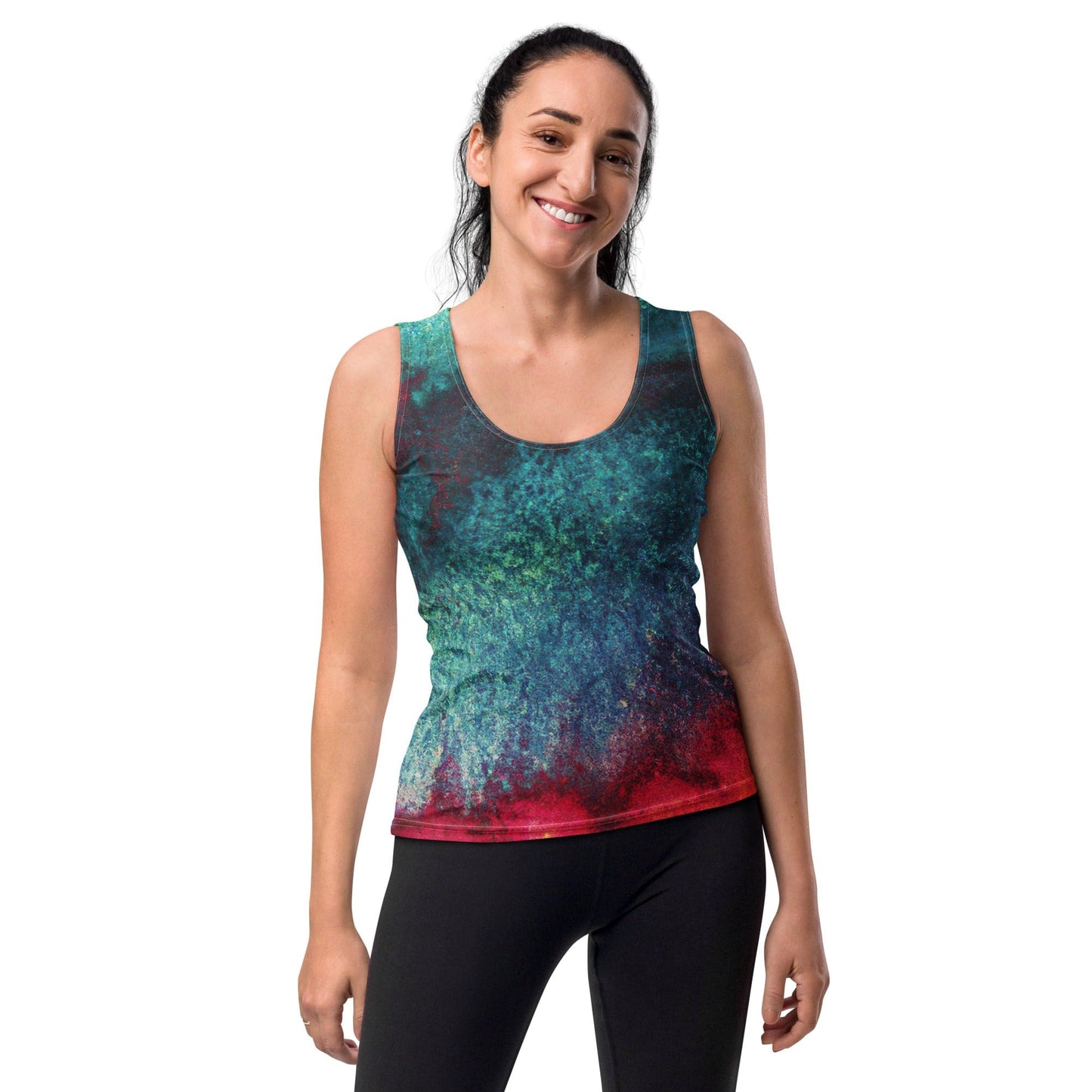 Womens Stretch Fit Tank Top - Multicolor Abstract Pattern